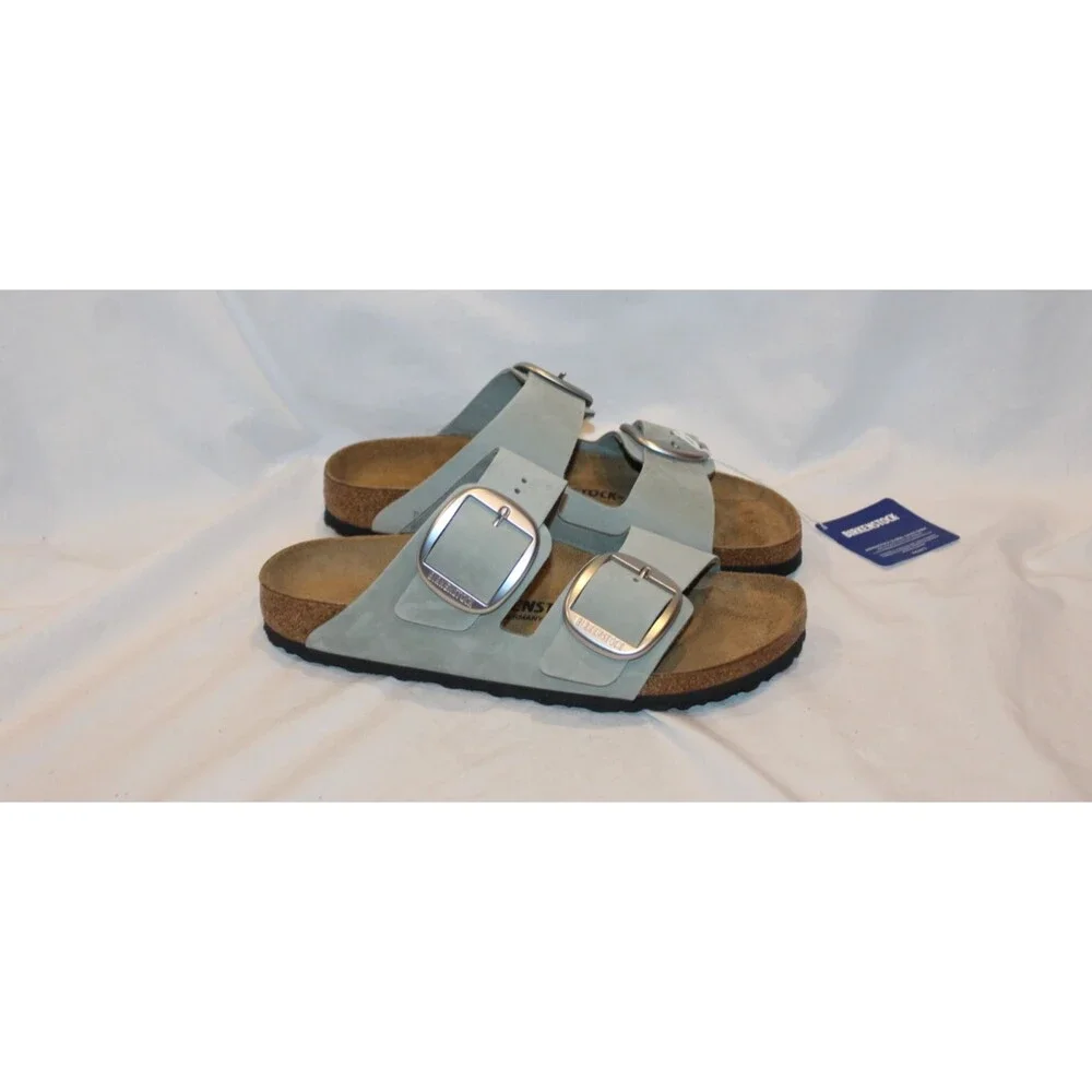 Birkenstock Arizona Big Buckle Leather Narrow Fit Sandals EU 41 Pure Sage